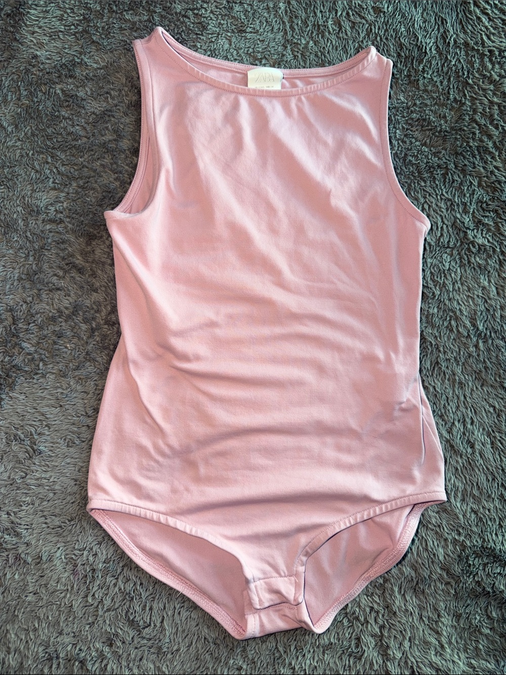 Girls Zara Light Pink Scoop Neck Bodysuit Top